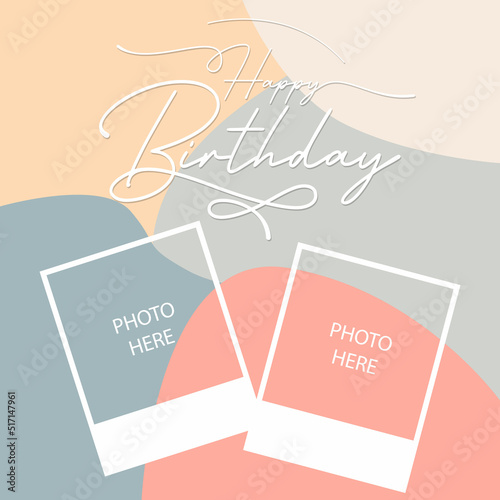 Happy Birthday To You lettering text banner with photo frame
