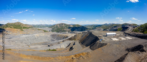 Panorama of the open pit of the Russian subsoil user in which gold is extracted.