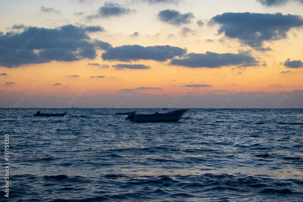 boat at sunset