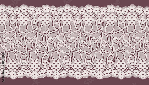 Wide lace trim with little flower and line.