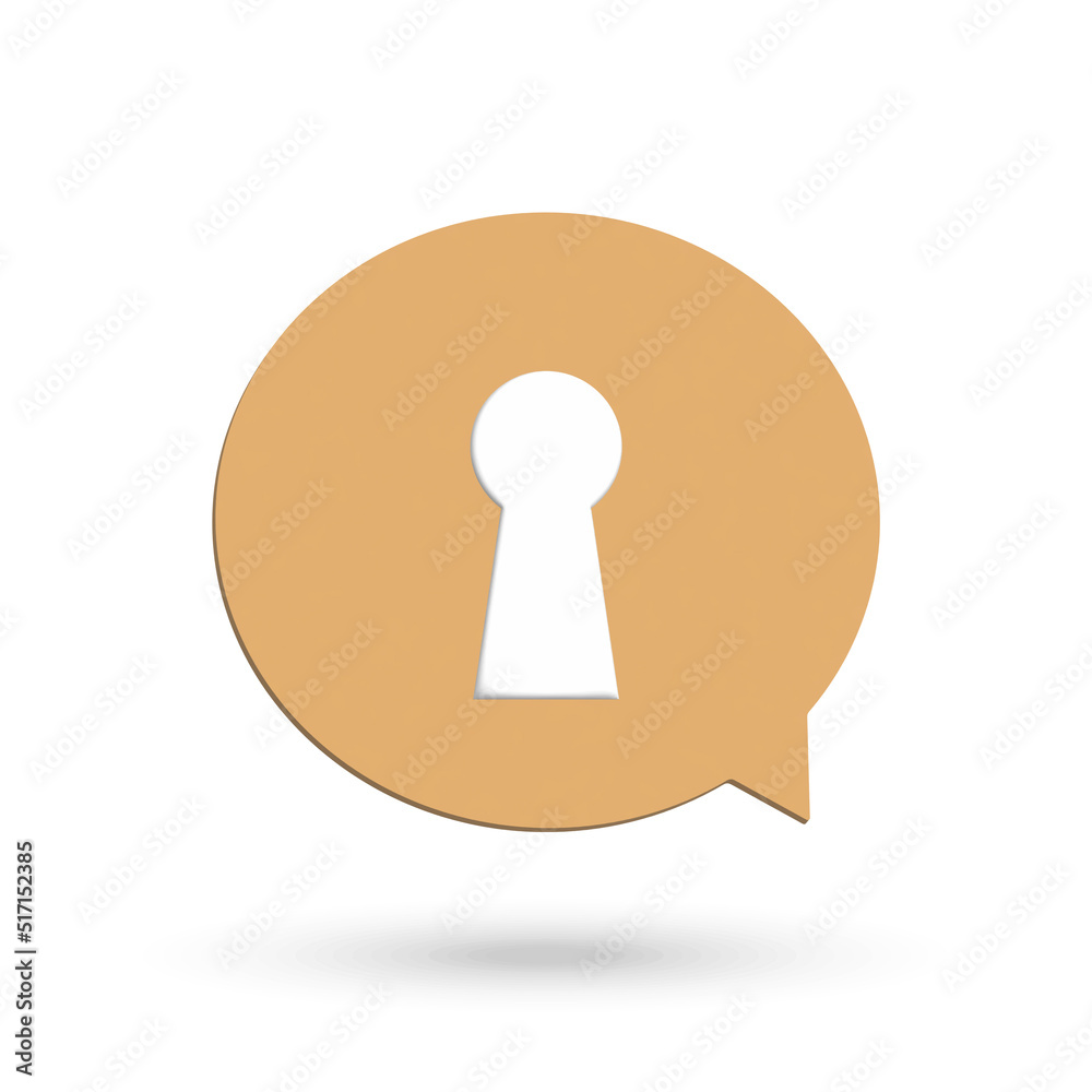 Encryption Message icon with padlock 3D flat style.