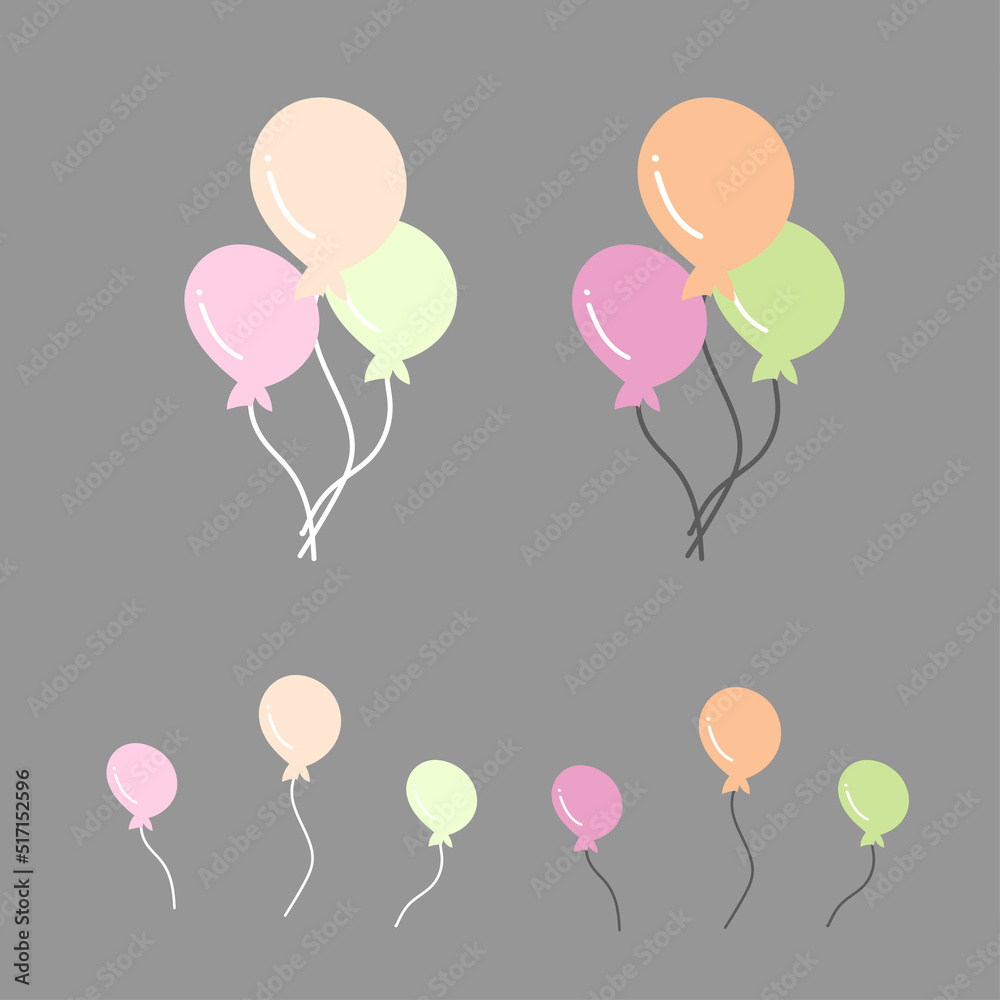 Balloon with three colors in group. Cute balloon for celebration. Balloon party.