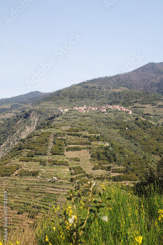 The panorama of Cinque Terre and Volastra village, Italy	 photo