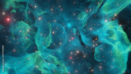 green nebula background. Outer space, cosmic landscape. 3d rendering