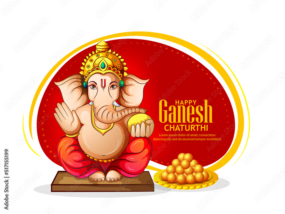 illustration of Lord Ganpati FOR Happy Ganesh Chaturthi Indian festival 
 - obrazy, fototapety, plakaty 