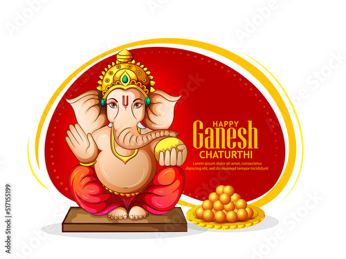 Wallpaper Mural illustration of Lord Ganpati FOR Happy Ganesh Chaturthi Indian festival