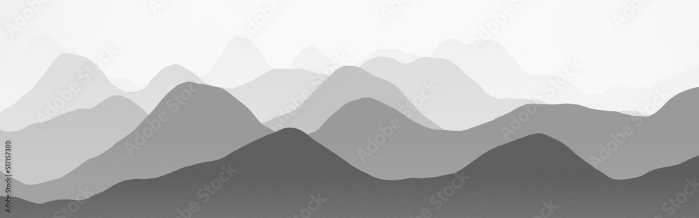 creative flat of mountains ridges in fog digital graphic texture illustration