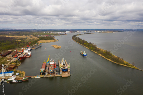 Aerial view of the port in Svetliy town, Kaliningrad region