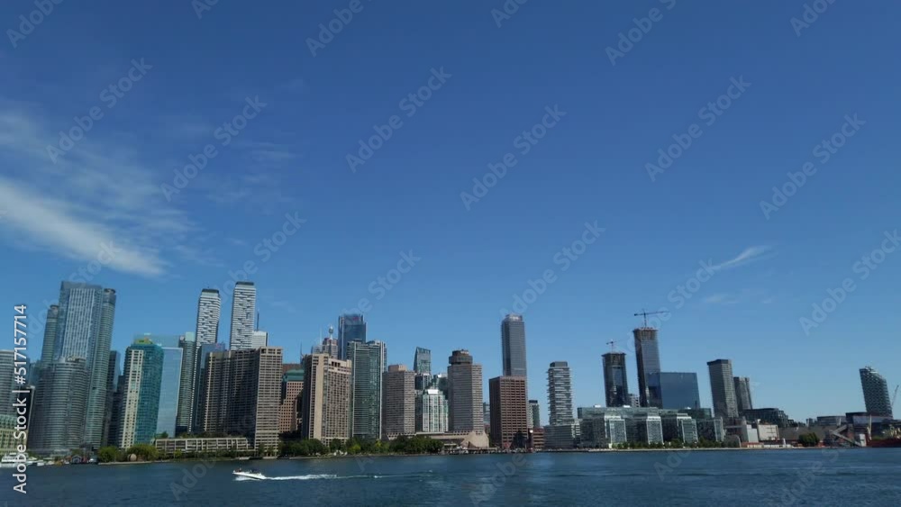 View of downtown Toronto from the ferry. Ontario Lake, Toronto, Canada. View of downtown Toronto from the ferry. Ontario Lake, Toronto, Canada.