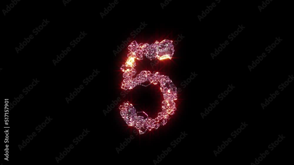 purple glowing glamorous gems alphabet - number 5 on black, isolated - loop video purple glowing glamorous gems alphabet - number 5 on black, isolated - loop video