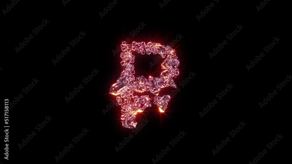 pink shining luxury gems font - rouble sign on black, isolated - loop video pink shining luxury gems font - rouble sign on black, isolated - loop video