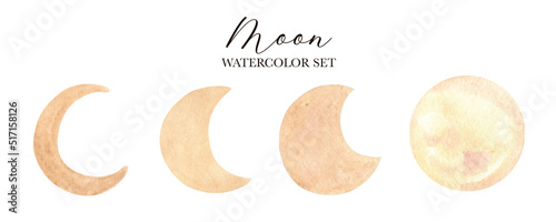 Watercolor moon phase. Month and full moon. High quality illustration