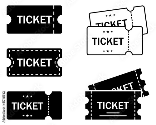 Ticket icons set. Design for web and mobile app. Vector illustration
