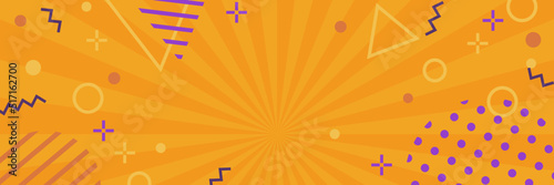 ポップで賑やかな幾何学模様の背景素材（ハロウィンカラー）