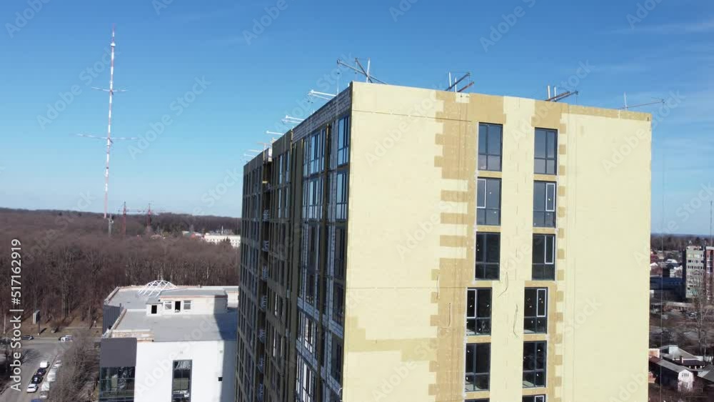 Building external wall thermal insulation with mineral wool. Exterior