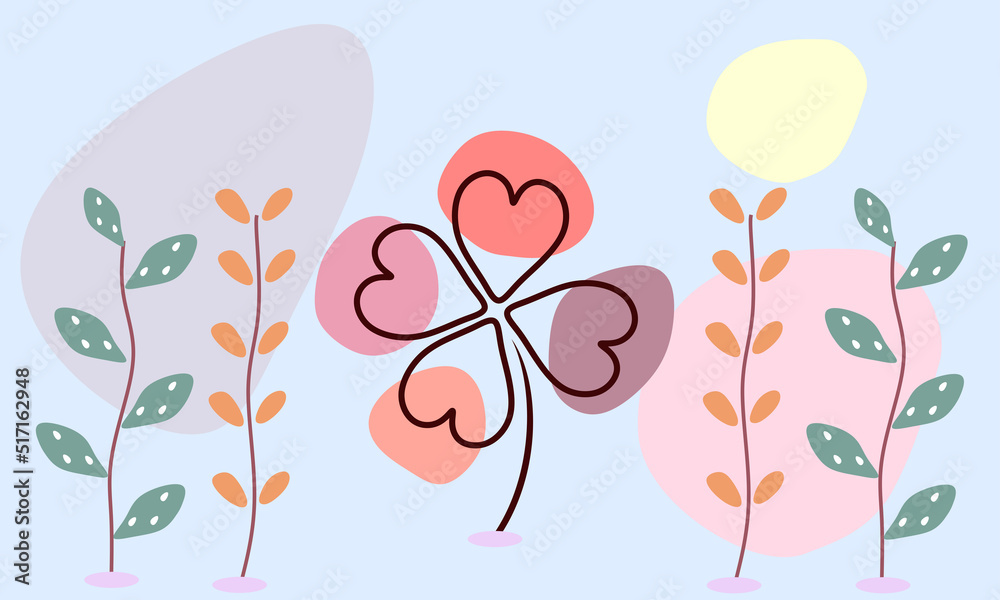 Pastel clover leaf pattern with purple, blue, pink and white, best for background and wallpaper