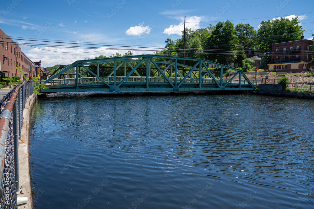 Bridge in Turners Falls Mass. on a bright sunny day