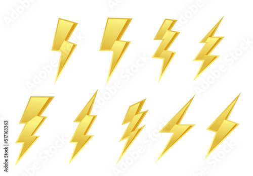 stock vector electric thunderbolt lighting flashicon set. golden lightning dangerous symbol. thunderbolt lightning flash icon.