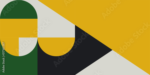 Abstract horizontal Geometric Artwork Design With Simple Shapes And Figures..