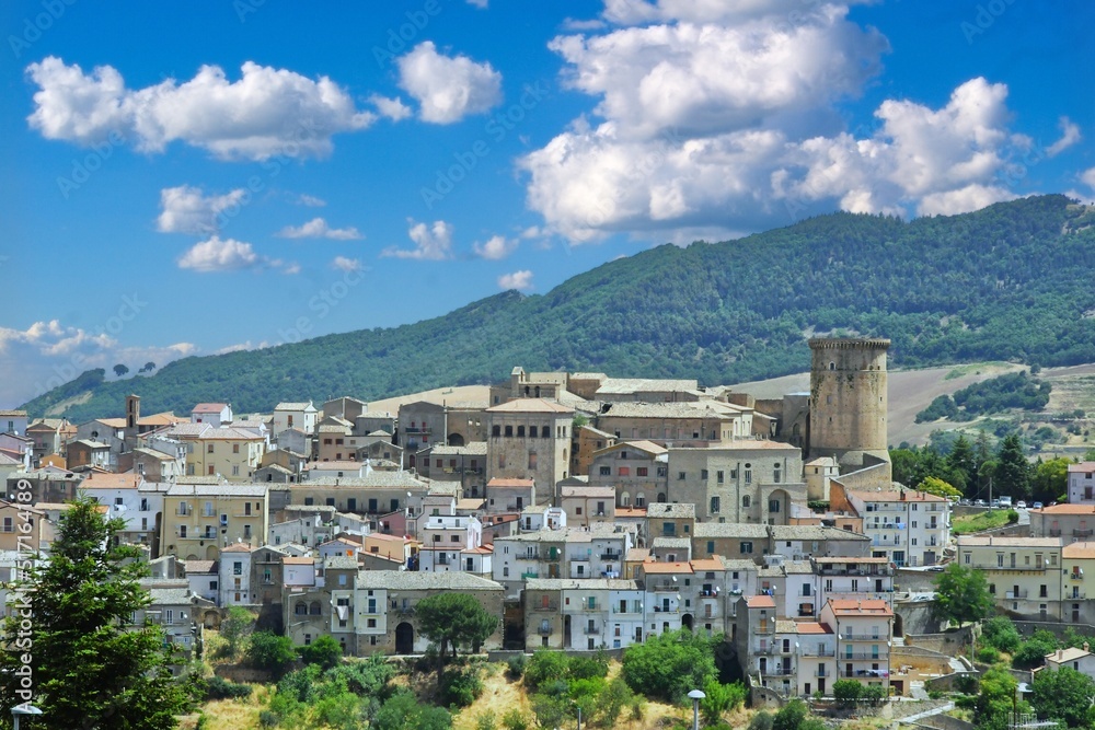Panoramic view of Tricarico, a rural village in the Basilicata region in Italy.