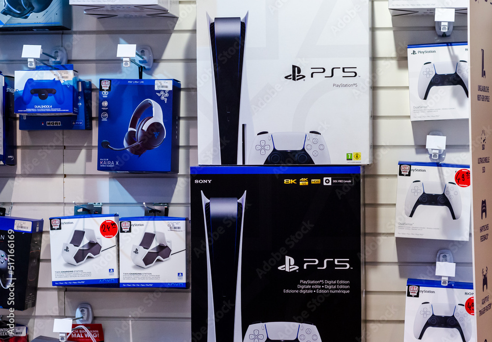Soest, Germany - June 07, 2022: The PlayStation 5 (PS5) console for sale in  the supermarket. Stock Photo | Adobe Stock