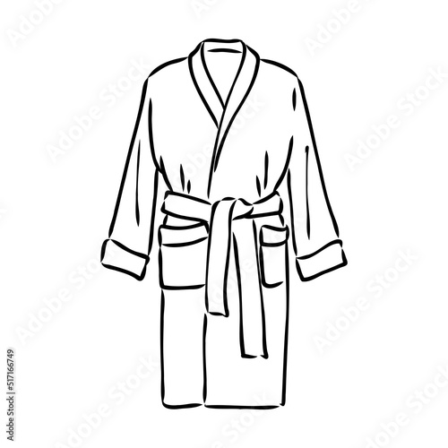 Bath robe, robe for the shower, bathrobe, doodle style, sketch illustration, hand drawn, vector