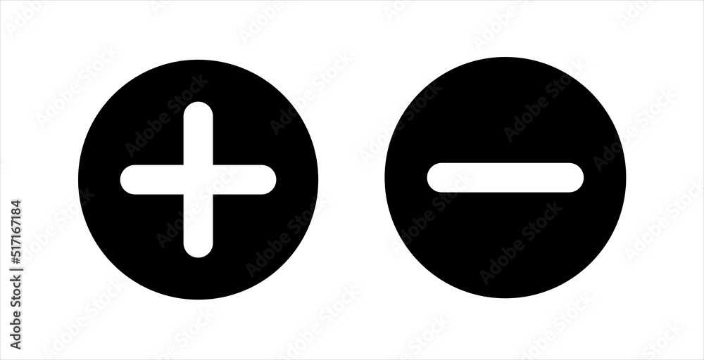 Obraz premium Plus and minus vector. Green and red icon. Vector illustration.