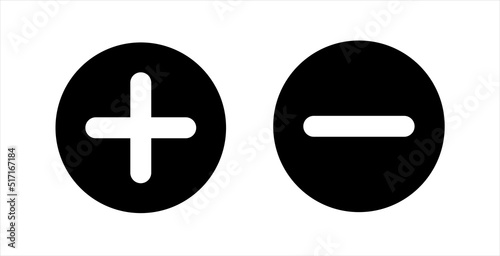 Plus and minus vector. Green and red icon. Vector illustration.