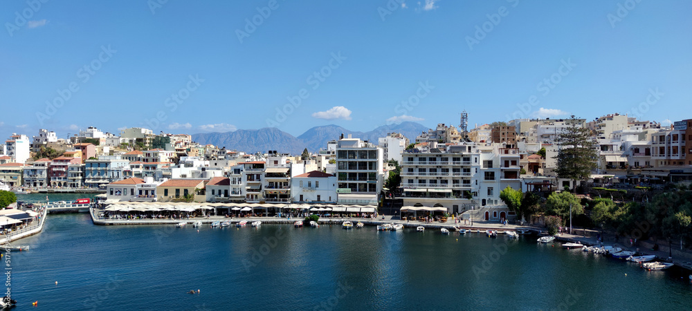 Lake Voulismeni, view of the port, Agios Nikolaos, Crete, Greece Lake Voulismeni, view of the port, Agios Nikolaos, Crete, Greece