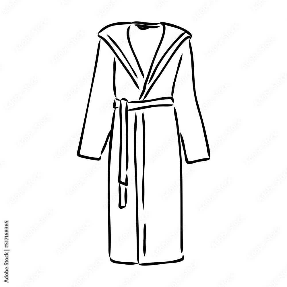 Bath robe, robe for the shower, bathrobe, doodle style, sketch illustration, hand drawn, vector Bath robe, robe for the shower, bathrobe, doodle style, sketch illustration, hand drawn, vector
