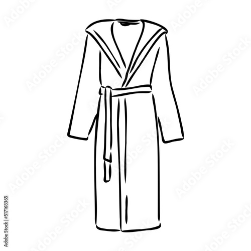 Bath robe, robe for the shower, bathrobe, doodle style, sketch illustration, hand drawn, vector