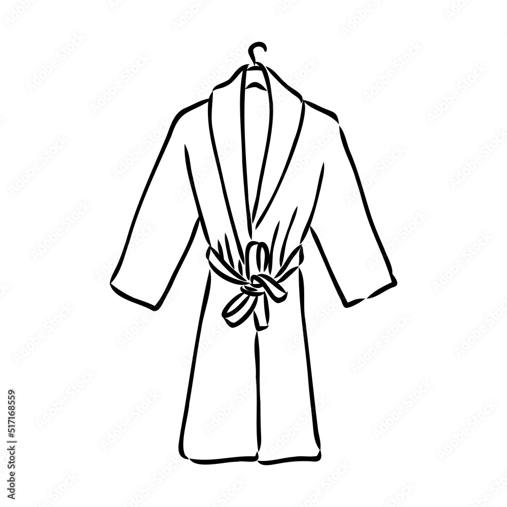 Bath robe, robe for the shower, bathrobe, doodle style, sketch illustration, hand drawn, vector Bath robe, robe for the shower, bathrobe, doodle style, sketch illustration, hand drawn, vector