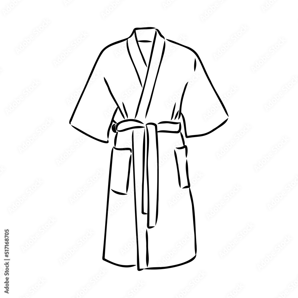 Bath robe, robe for the shower, bathrobe, doodle style, sketch illustration, hand drawn, vector Bath robe, robe for the shower, bathrobe, doodle style, sketch illustration, hand drawn, vector