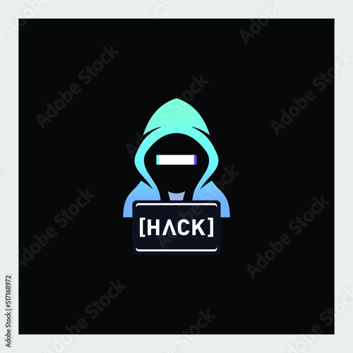 hacker character logo design