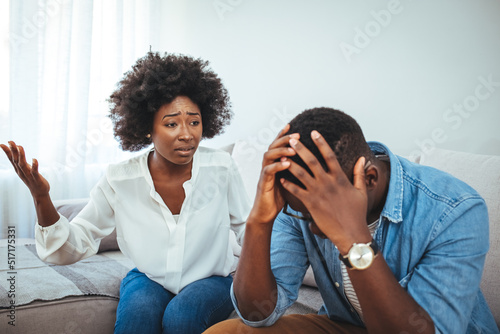 Frustrated couple arguing and having marriage problems. Couples who are fighting Disappointed in love. Concept for divorce. Couple not speaking to each other