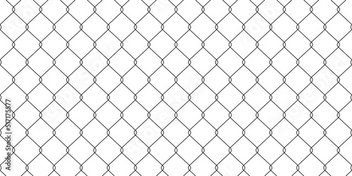 Chain link fence with editable wire mesh, seamless pattern vector illustration. Abstract metal net texture, iron or steel decorative cage, grid prison barrier for safety of forbidden zone background