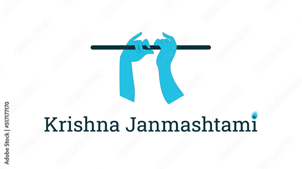 Flute in hand vector illustation on flat white background, Happy Janmashtami vector illustration. Flute in hand vector illustation on flat white background, Happy Janmashtami vector illustration.