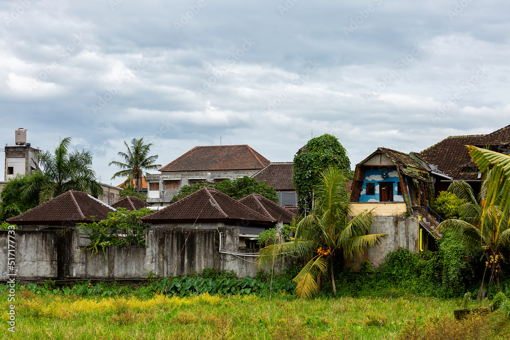 View of Balinese houses in Ubud .Bali. Indonesia