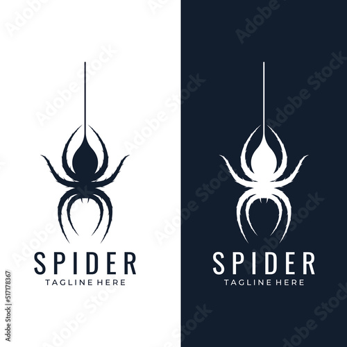 Animal Arachnida spider or tarantula logo silhouette design vector template.