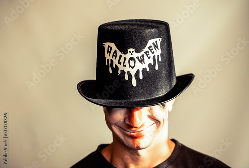 man with hat. Halloween man. Halloween. Male. Smile. Horror Fototapeta