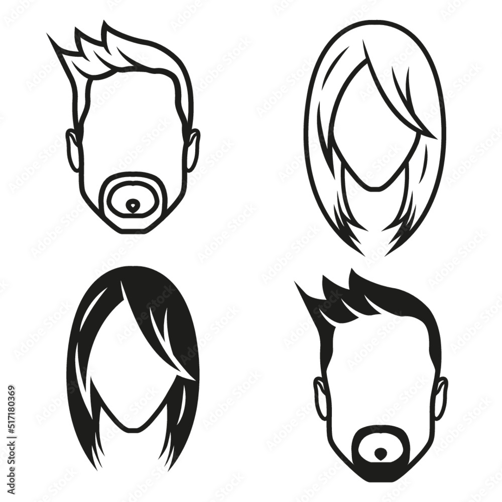 Vector minimal logo icon of man and woman, man head woman head ...