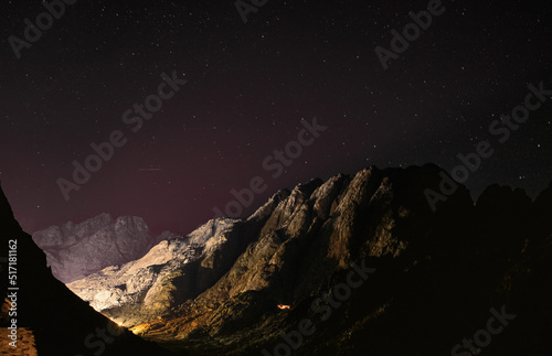Night view for the mountains and the stars at Sant Catherine, Egypt