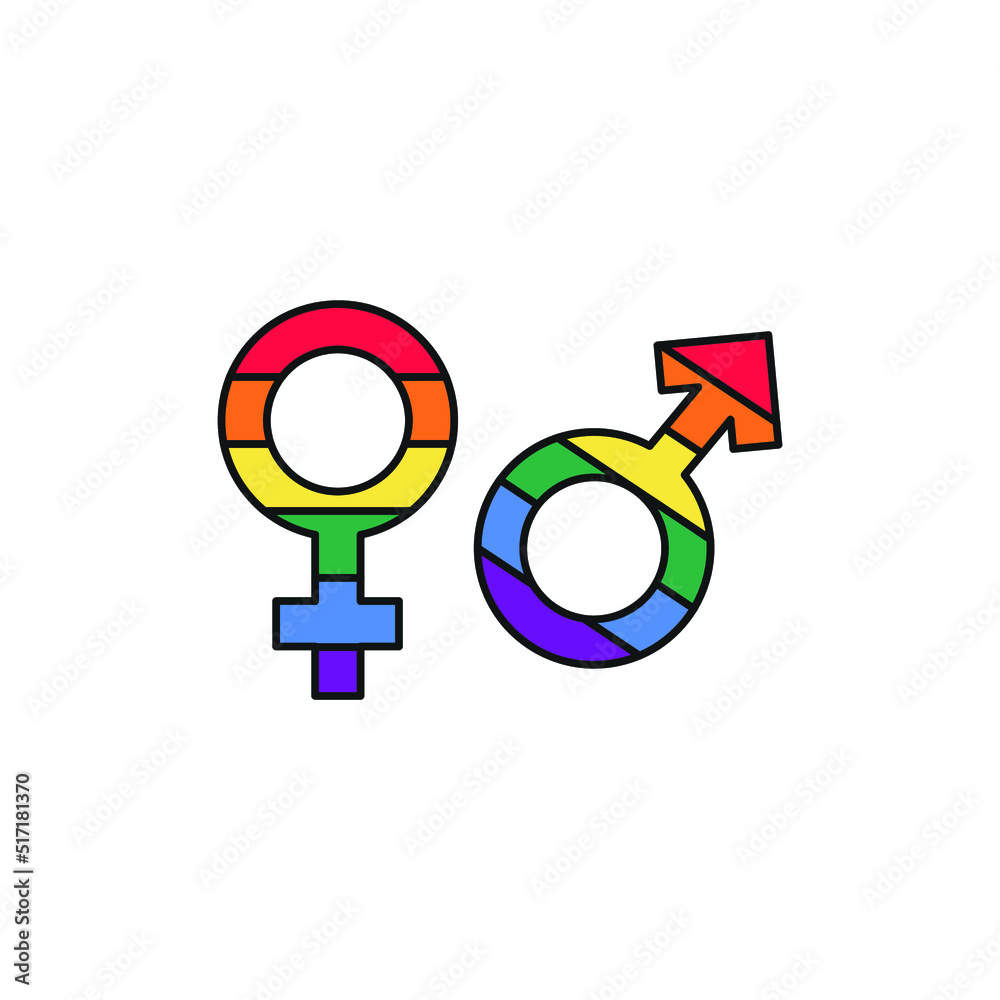 Gender symbol in pride color isolated.