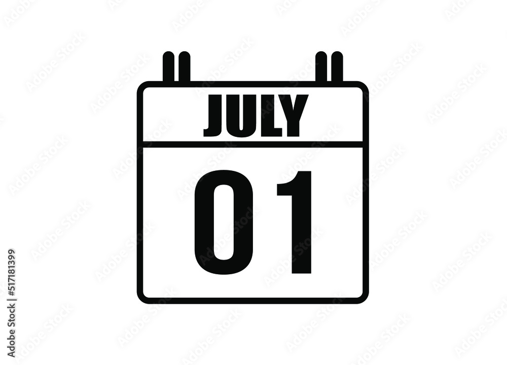 1 july calendar. Simple calendar page for the month of July. Black vector on white background. 1 july calendar. Simple calendar page for the month of July. Black vector on white background.