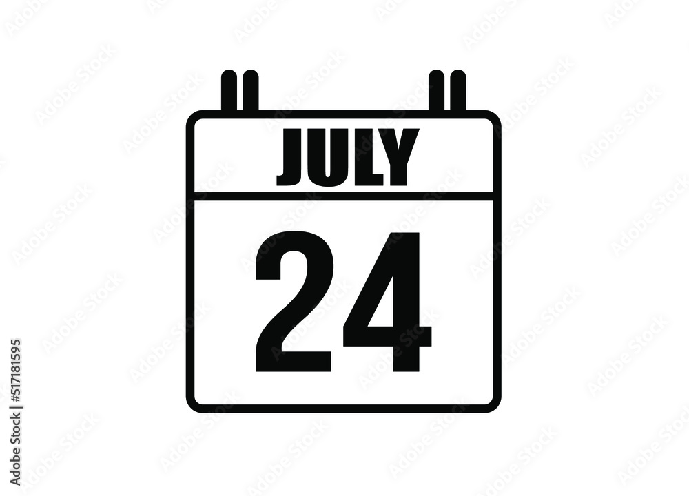 Fototapeta premium 24 july calendar. Simple calendar page for the month of July. Black vector on white background.