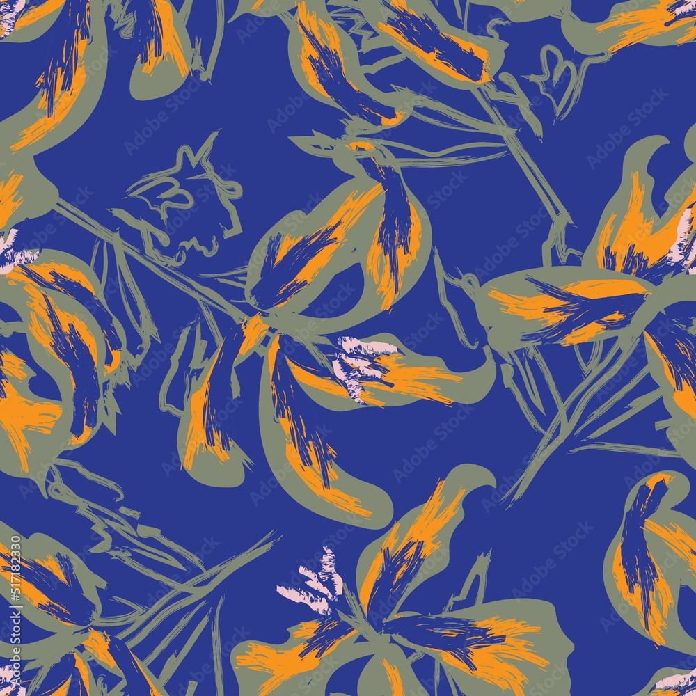 Floral Brush strokes Seamless Pattern Design Floral Brush strokes Seamless Pattern Design
