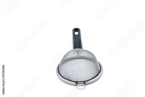 stainless steel colander black color on white background