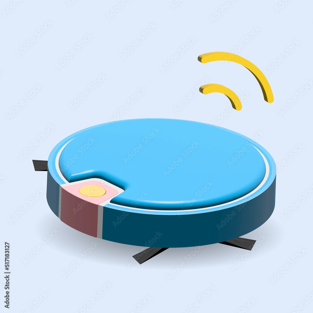 Smart Technologies. Robot vacuum cleaner on blue floor.3D illustration. Smart Technologies. Robot vacuum cleaner on blue floor.3D illustration.
