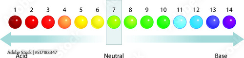 pH value scale chart for acid and alkaline solutions, acid-base balance infographic