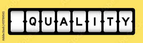 Black color in word quality on slot banner with yellow color background
